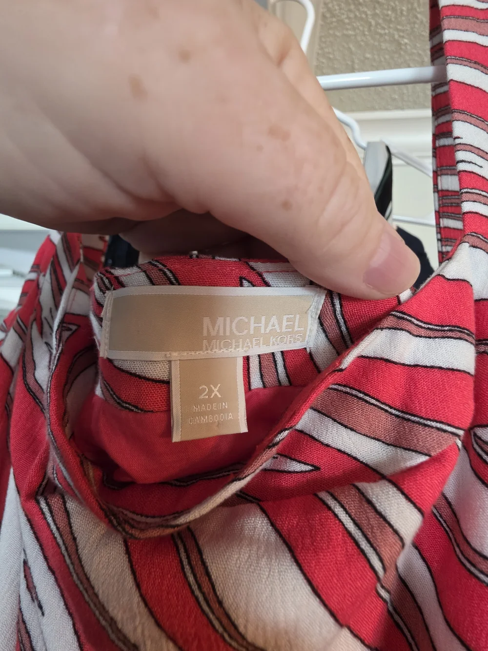 Michael Kors Red and White Striped Midi Dress